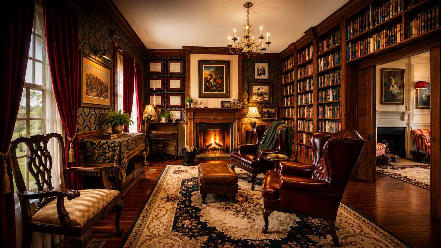 Endwyke Farm in Appomattox Virginia with a Federal-style country home, flowering gardens, barn, pasture, and equestrian property appeal